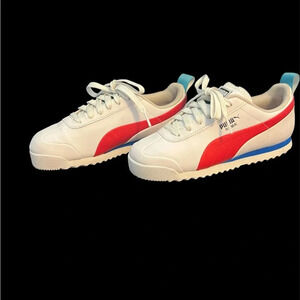 Puma Roma Game Jr 'White Red' leather shoes 381690-01.